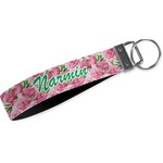 Watercolor Peonies Webbing Keychain Fob - Small (Personalized)