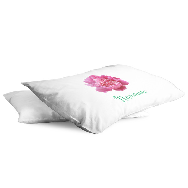 Watercolor Peonies King Pillow Case - TWO (partial print)