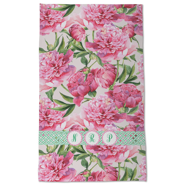 Watercolor Peonies Kitchen Towel - Poly Cotton - Full Front