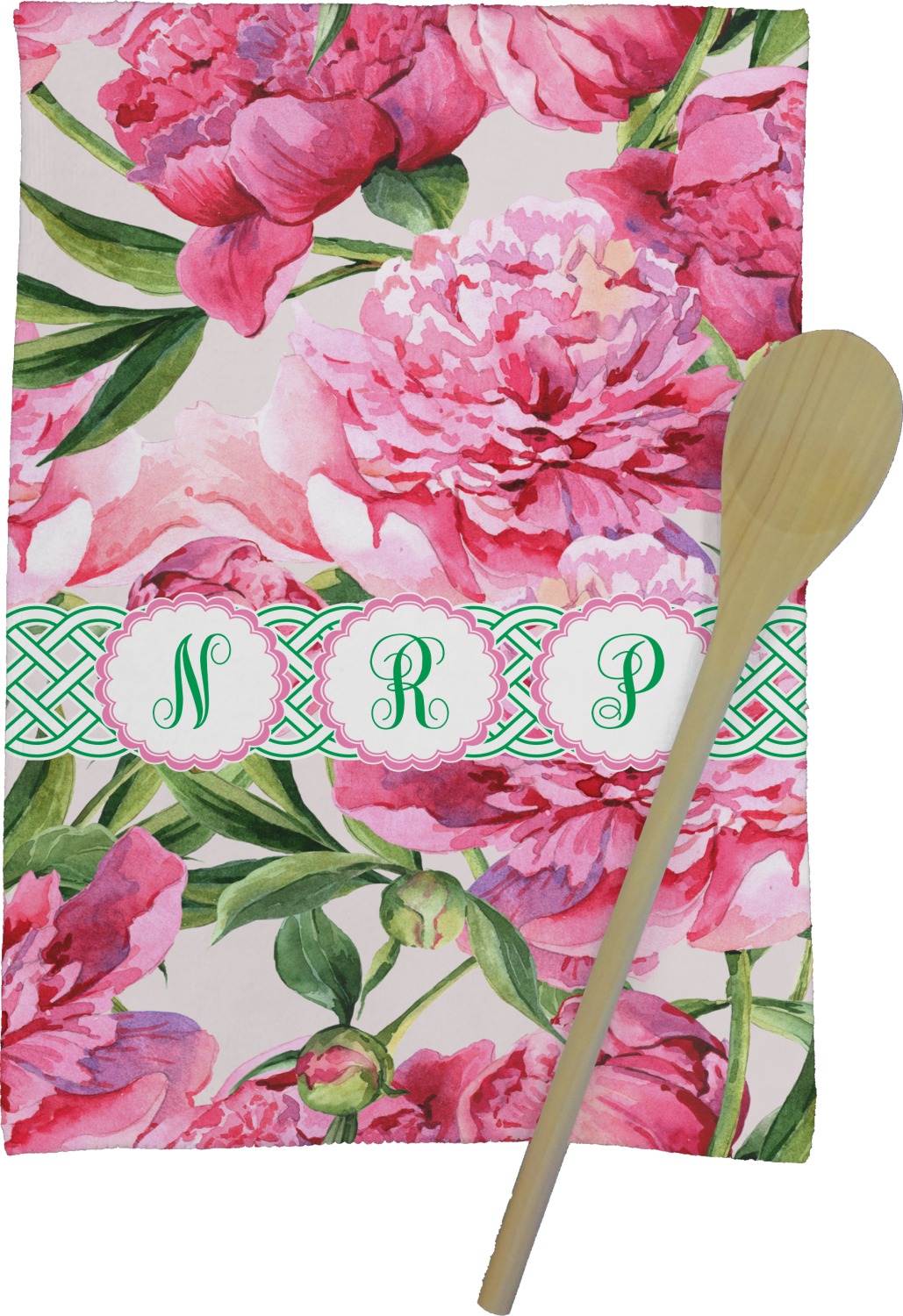 Watercolor Peonies Kitchen Towel Full Print (Personalized