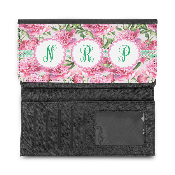 Watercolor Peonies Ladies Wallet - Half Way Open