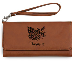 Watercolor Peonies Ladies Leatherette Wallet - Laser Engraved (Personalized)