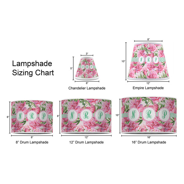 Watercolor Peonies Lampshade Sizing Chart