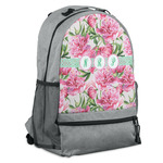 Watercolor Peonies Backpack - Grey (Personalized)