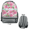 Watercolor Peonies Large Backpack - Gray - Front & Back View