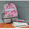 Watercolor Peonies Large Backpack - Gray - On Desk