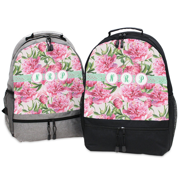 Watercolor Peonies Large Backpacks - Both