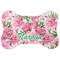 Watercolor Peonies Bone Shaped Dog Food Mat (Large) (Personalized)
