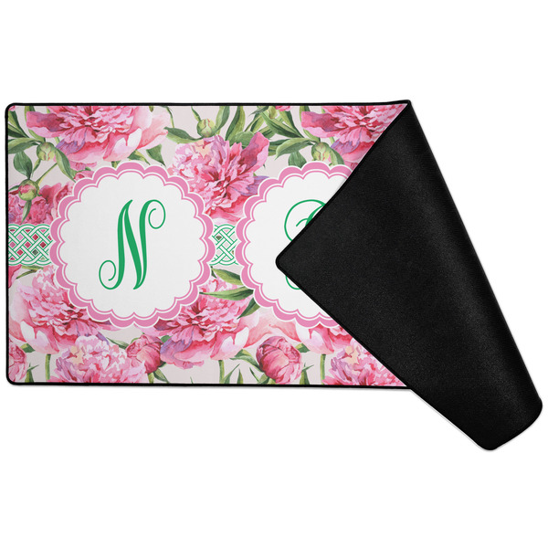 Watercolor Peonies Large Gaming Mats - FRONT W/ FOLD