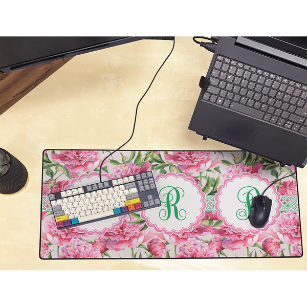 Watercolor Peonies Large Gaming Mats - LIFESTYLE
