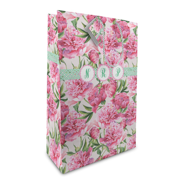 Custom Watercolor Peonies Large Gift Bag (Personalized)