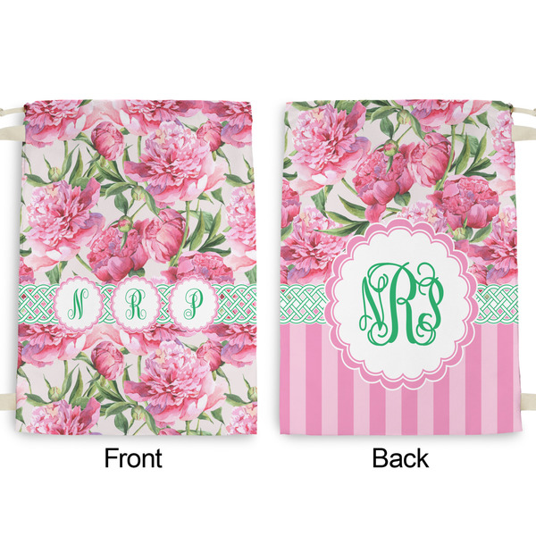 Watercolor Peonies Large Laundry Bag - Front & Back View