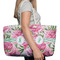 Watercolor Peonies Large Rope Tote Bag - In Context View
