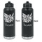 Watercolor Peonies Laser Engraved Water Bottles - Front & Back Engraving - Front & Back View