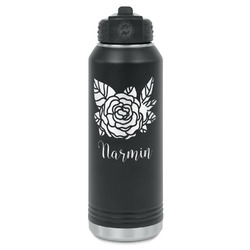 Watercolor Peonies Water Bottles - Laser Engraved - Front & Back (Personalized)