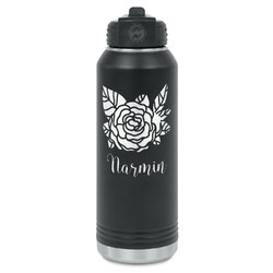 Watercolor Peonies Water Bottles - Laser Engraved (Personalized)