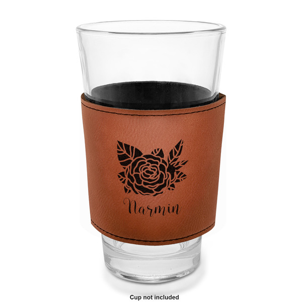 Watercolor Peonies Laserable Leatherette Mug Sleeve - In pint glass for bar