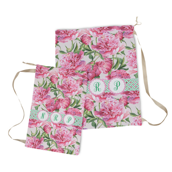 Watercolor Peonies Laundry Bag - Both Bags