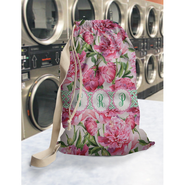 Watercolor Peonies Laundry Bag in Laundromat