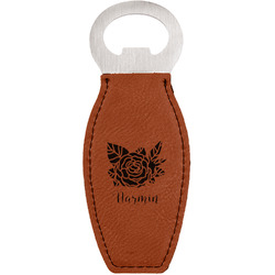 Watercolor Peonies Leatherette Bottle Opener - Single Sided (Personalized)