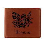 Watercolor Peonies Leatherette Bifold Wallet - Single Sided (Personalized)