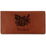 Watercolor Peonies Leatherette Checkbook Holder - Single Sided (Personalized)