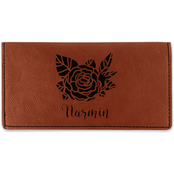 Watercolor Peonies Leatherette Checkbook Holder - Single Sided (Personalized)