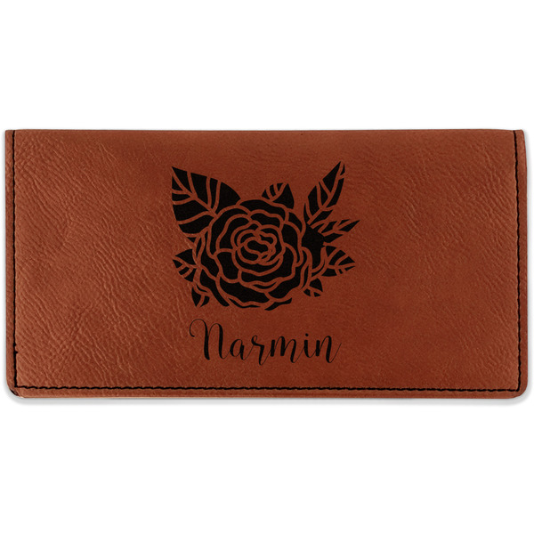 Custom Watercolor Peonies Leatherette Checkbook Holder (Personalized)