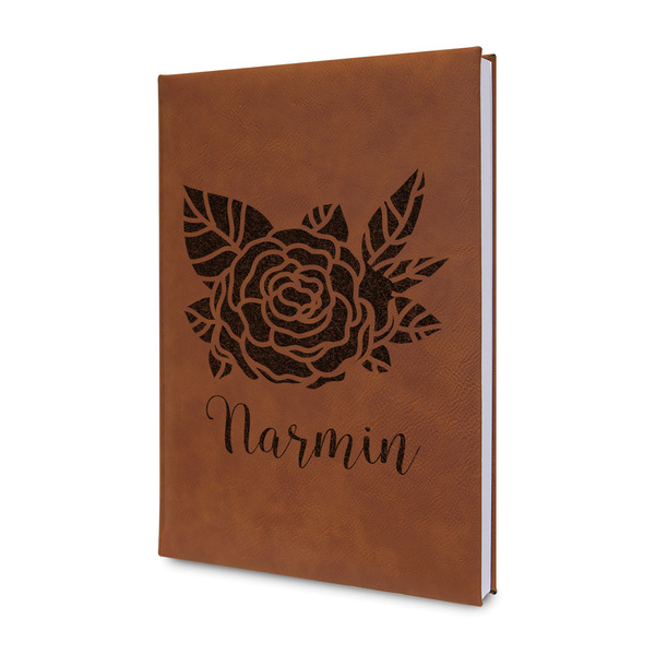 Custom Watercolor Peonies Leather Sketchbook - Small - Double Sided (Personalized)