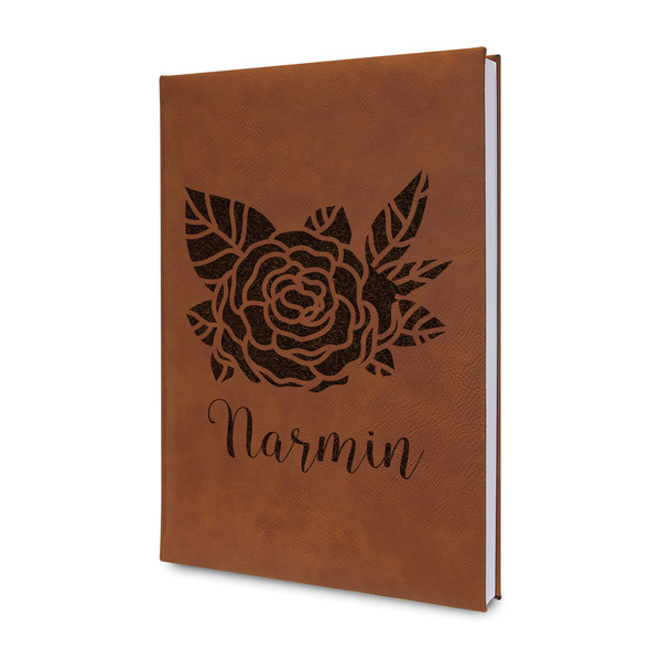 Custom Watercolor Peonies Leather Sketchbook - Small - Double Sided (Personalized)
