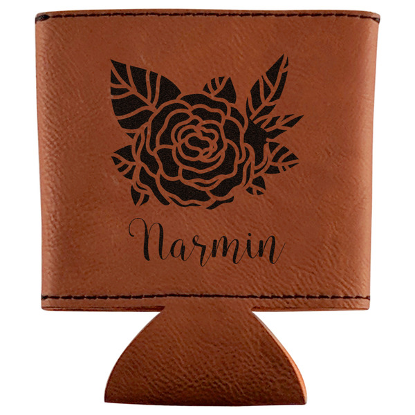 Custom Watercolor Peonies Leatherette Can Sleeve (Personalized)