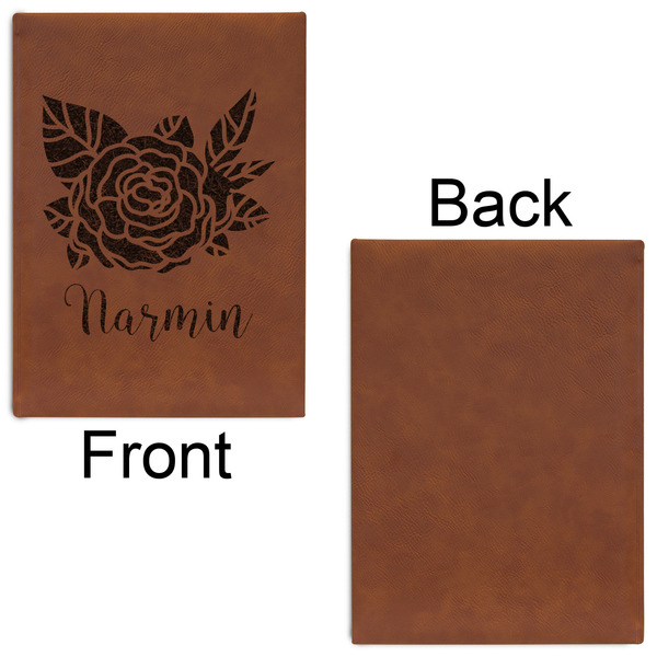 Watercolor Peonies Leatherette Journal - Large - Single Sided - Front & Back View