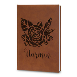 Watercolor Peonies Leatherette Journal - Large - Double Sided (Personalized)