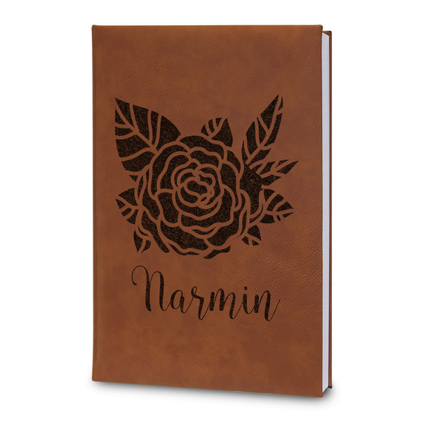 Custom Watercolor Peonies Leatherette Journal - Large - Double Sided (Personalized)