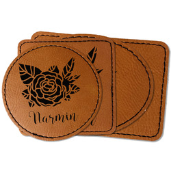 Watercolor Peonies Faux Leather Iron On Patch (Personalized)