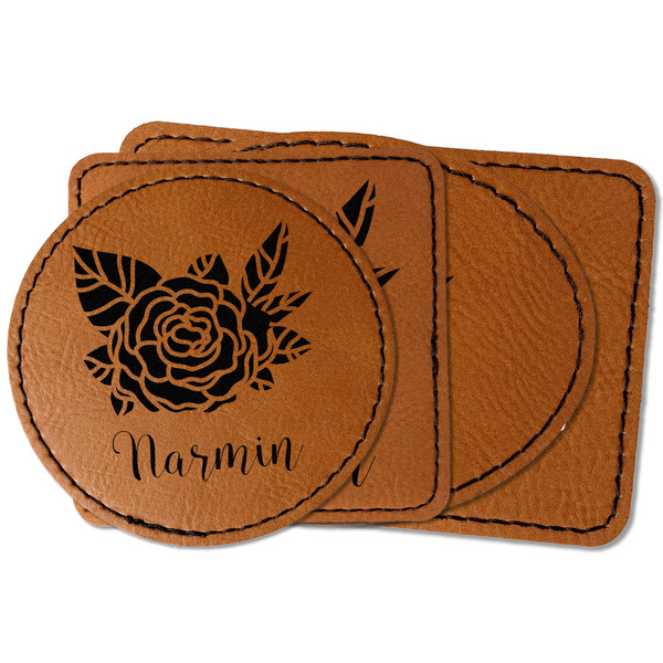 Custom Watercolor Peonies Faux Leather Iron On Patch (Personalized)