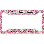 Watercolor Peonies License Plate Frame - Style A (Personalized)