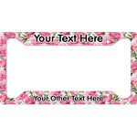 Watercolor Peonies License Plate Frame - Style A (Personalized)
