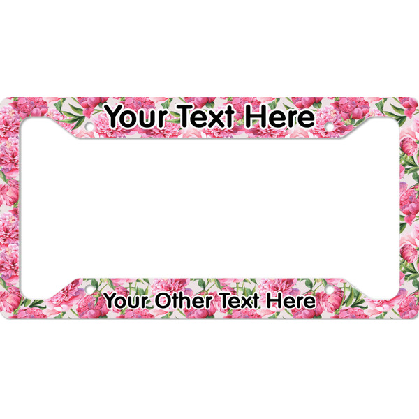 Custom Watercolor Peonies License Plate Frame - Style A (Personalized)