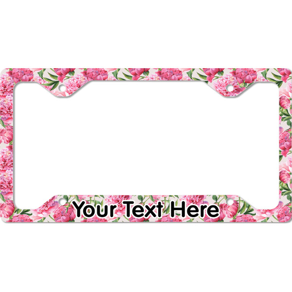 Custom Watercolor Peonies License Plate Frame - Style C (Personalized)