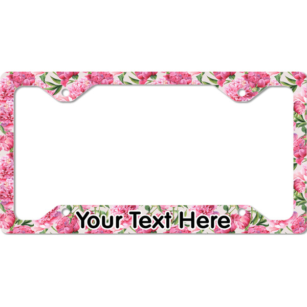 Watercolor Peonies License Plate Frame - Style C