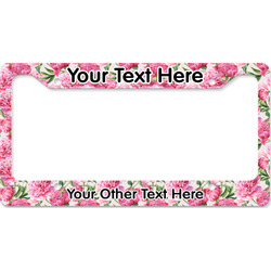 Watercolor Peonies License Plate Frame - Style B (Personalized)