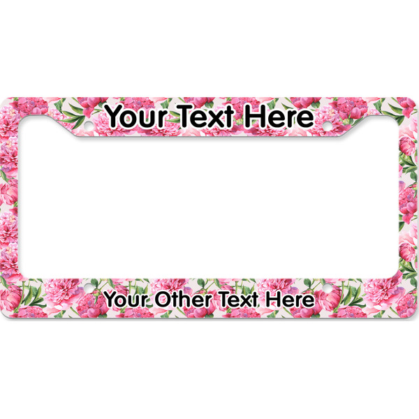 Custom Watercolor Peonies License Plate Frame - Style B (Personalized)
