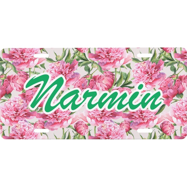 Custom Watercolor Peonies Front License Plate (Personalized)