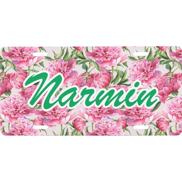 Custom Watercolor Peonies Front License Plate (Personalized)