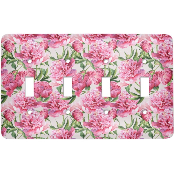 Custom Watercolor Peonies Light Switch Cover (4 Toggle Plate)