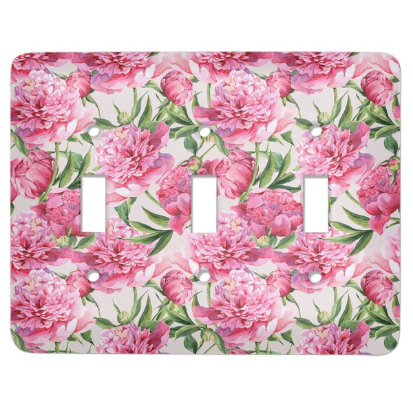 Custom Watercolor Peonies Light Switch Cover (3 Toggle Plate)