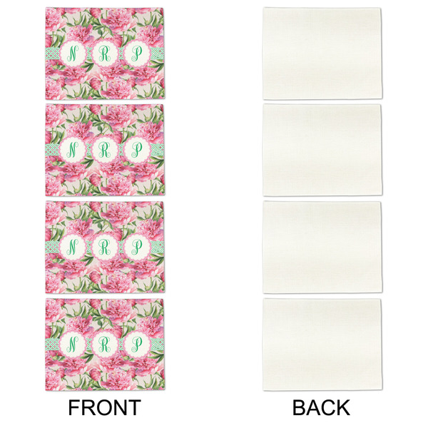 Watercolor Peonies Linen Placemat - APPROVAL Set of 4 (single sided)