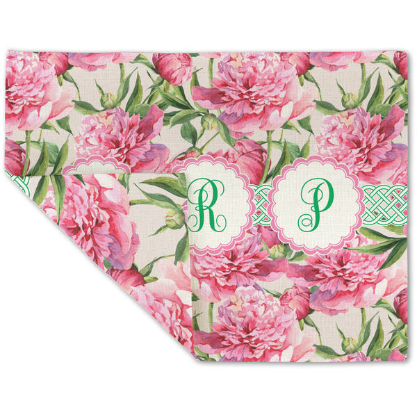Watercolor Peonies Linen Placemat - Folded Corner (double side)