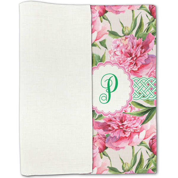 Watercolor Peonies Linen Placemat - Folded Half
